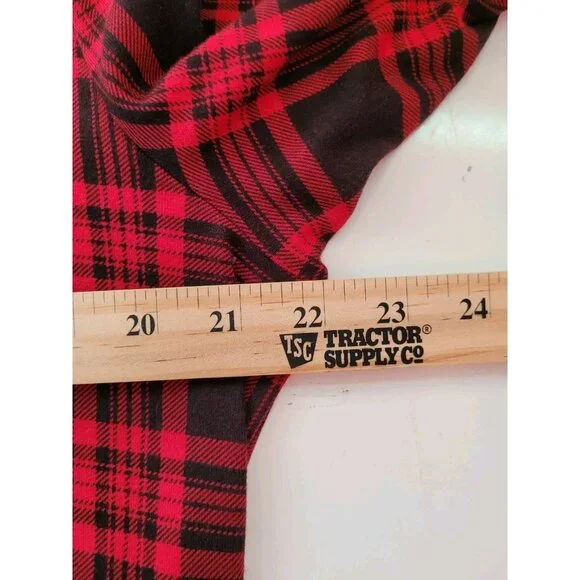 Ralph Lauren Jeans Co Top Shirt Womens 1X Red Black Plaid Elbow Patches Zipper - Picture 9 of 11